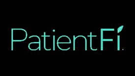 PatientFi logo on black background.